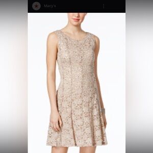 Connected apparel, pink lacy design‎ dress with flowers and sequins.  Size 8.